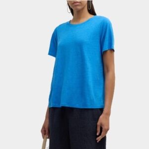 Eileen Fisher Short-Sleeve Crewneck Organic Linen Jersey Tee Size Large